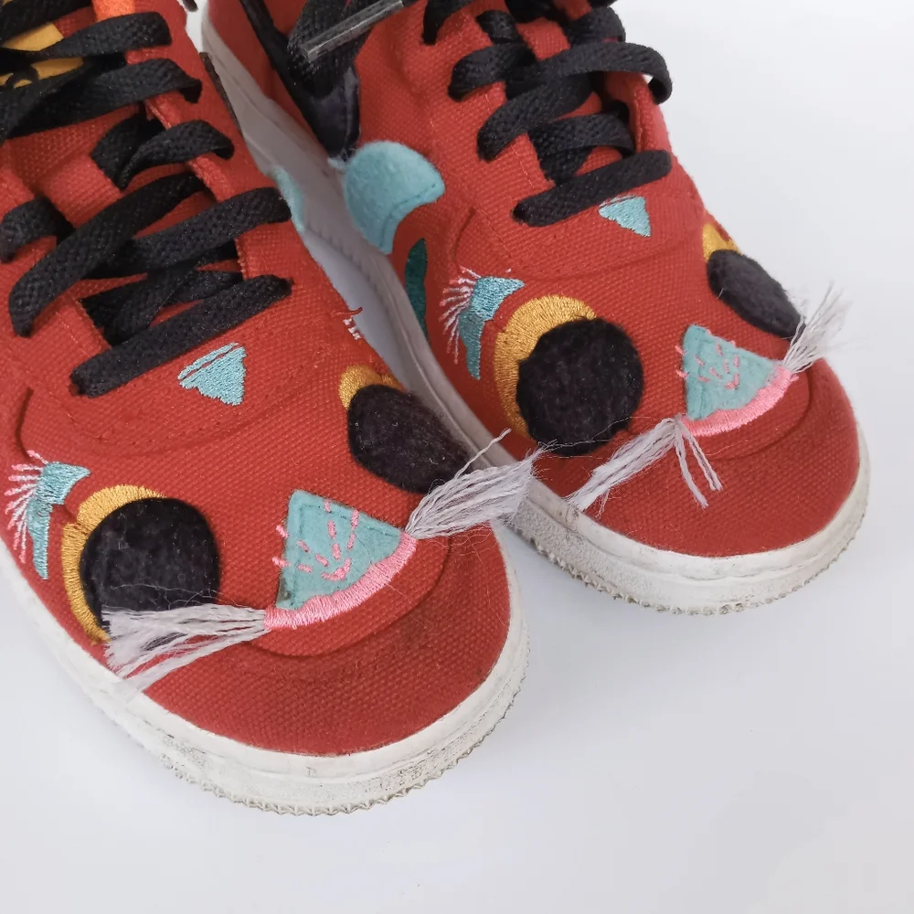 Nike Force 1 LV8 PS CNY Lion Dance Red Kids Sneakers DQ5071-601 - Size 1 Youth